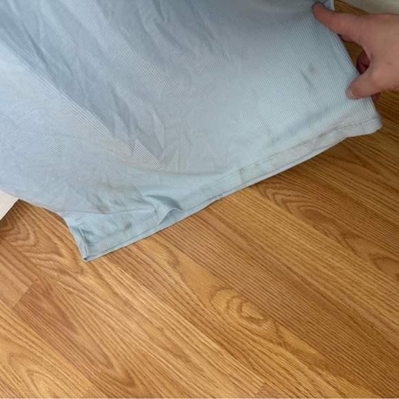 Skims Soft Lounge Lace Scoop Neck Long Dress in Celeste Blue - Picture 6 of 8